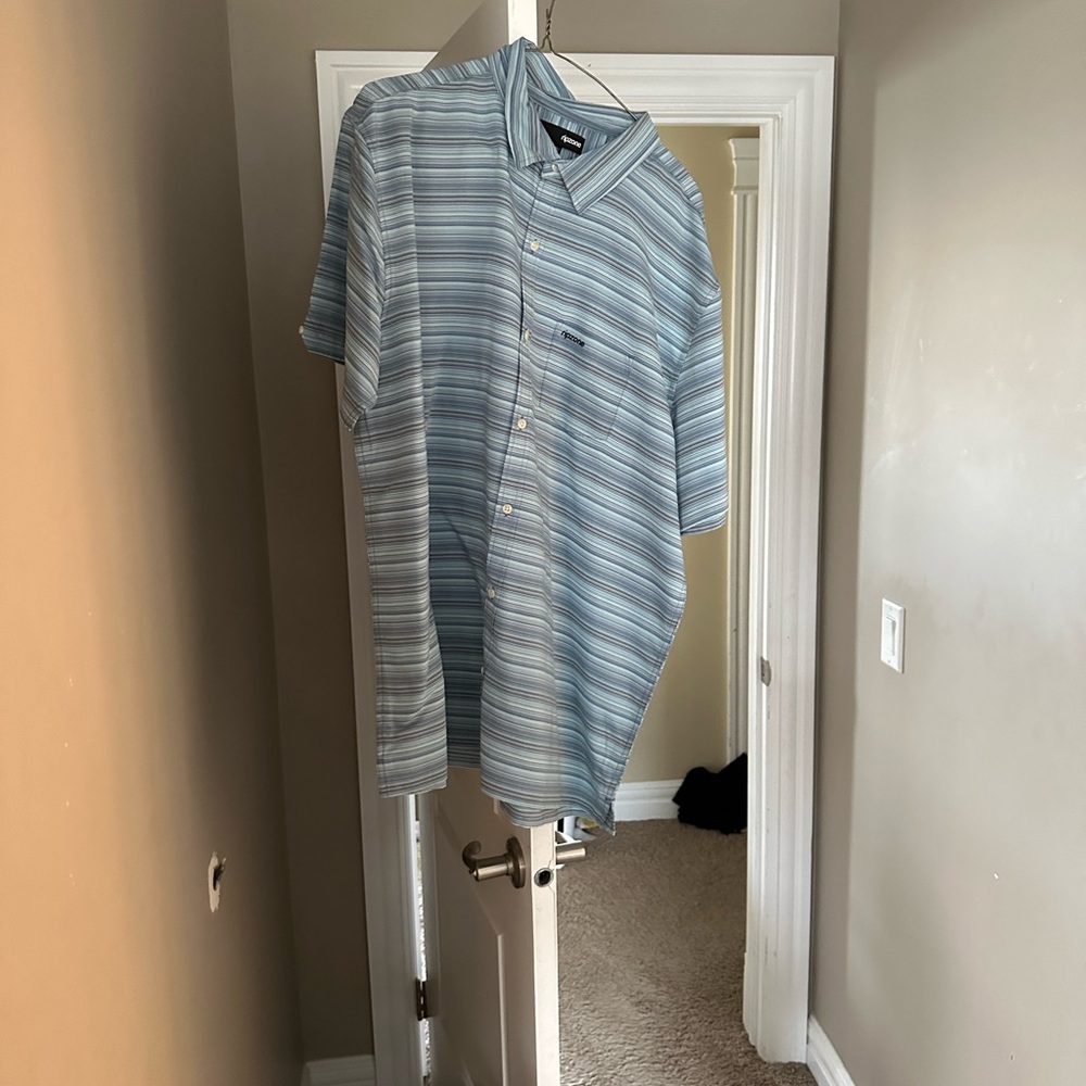 Blue Casual Button Down Shirt with Stripes
